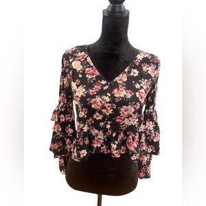 5 FOR $20 American Eagle Outfitters Floral Black Pink Women's sz Small Tunic